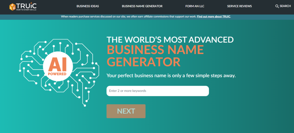 Best 10 Free AI Tools For Business Name Generator 2024   Screenshot 2023 03 03T204041.152 1024x465 